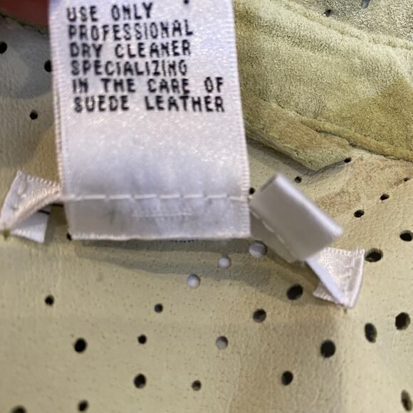 Co & Eddy Light Green Suede Eyelet Button Down Collared Shirt Sz 6 Leather - Picture 5 of 14